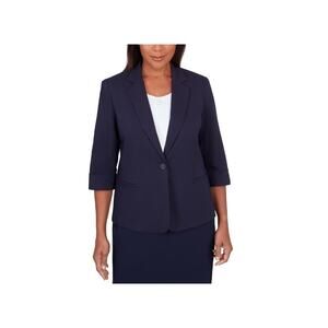 Alfred Dunner Women's featuring long sleeves Classic Fit Jacket Navy Size 14